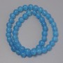 Cat's Eye Beads, blue synthetic stone, smooth round, diameter 8.5mm +/-, on fishing line, length 37cm+