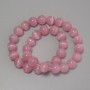 Cat's Eye Beads, pink synthetic stone, smooth round, diameter 12mm +/-, on fishing line, length 37cm+