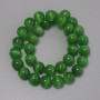 Cat's Eye Beads, Green, Synthetic Stone, Smooth Round, Diameter 12mm+/-, on Fishing Line, Length 38cm+