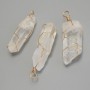 Rock Crystal Pendant, Wire-wrapped, Assorted Sizes 17-20x54-63mm+/-, Gold-toned Metal