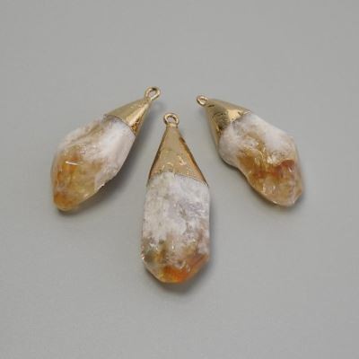 Citrine Pendant, Treated, Assorted Sizes 15-18x41-47mm+/-, Gold-toned Metal
