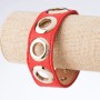 Tin Tin Bracelet, studded eco-leather with snap buttons, pink, metal colour "gold", width 2.5cm, length 18-23cm