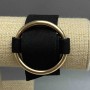 Black "Buckle" Bracelet, Nubuck Finish, Gold-Tone Metal