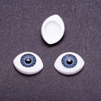 "Realistic Eyes" Findings, Pair, Blue Pupil Colour, diameter 10mm 19x14mm, pack of 20 pairs