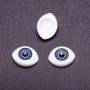 "Realistic Eyes" Findings, Pair, Blue Pupil Colour, diameter 10mm 19x14mm, pack of 20 pairs