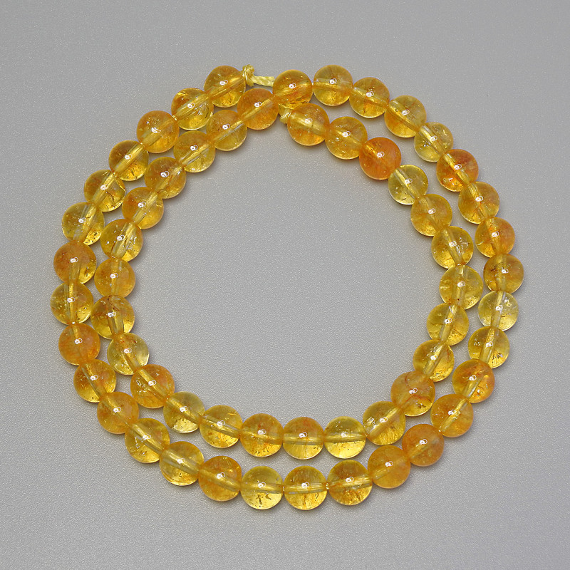 Citrine Beads Smooth Round, Diameter 6.5mm+- on a String, Length 37cm+