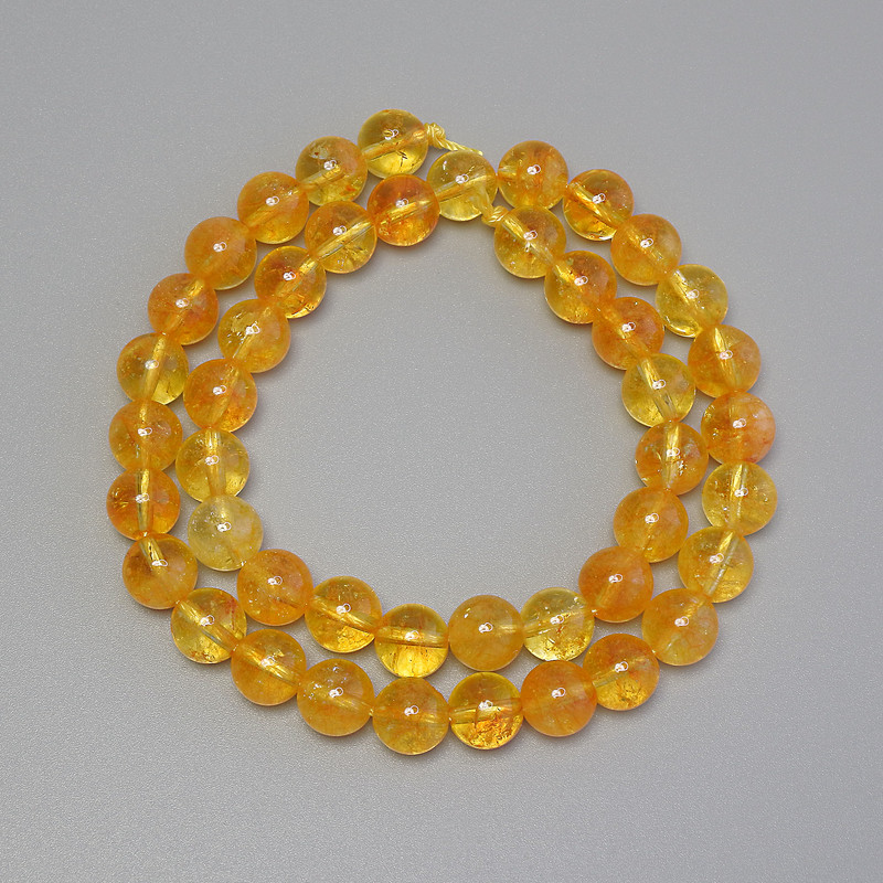Citrine Beads Smooth Round, Diameter 8.5mm+/- on a Thread, Length 37cm+