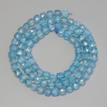Faceted Topaz Beads Cubes, 4mm ± diameter on thread, 38cm+ length
