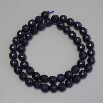 Aventurine 'Night of Cairo' Beads, Faceted Ball, Diameter 7mm+- on Thread, Length 37cm+