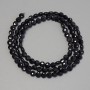 Black Tourmaline Beads, Faceted Coin, Diameter 4mm+- on Thread, Length 39cm+