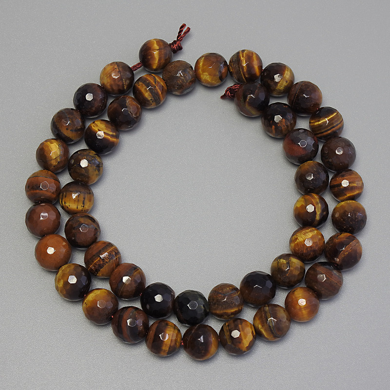 Tiger's Eye Beads, Faceted Round, diameter 8mm+/- on a string, length 37cm+