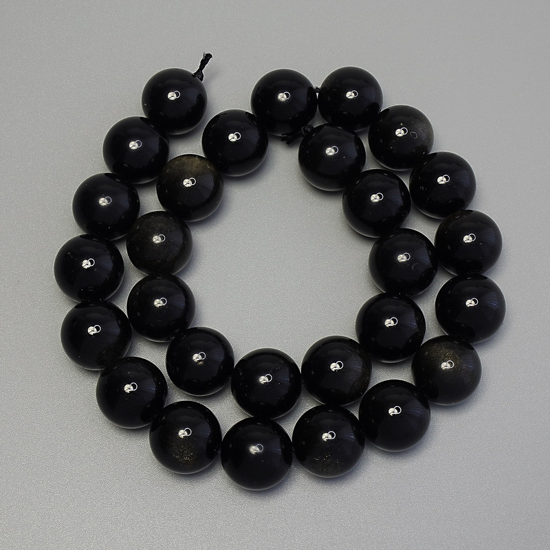 Golden Sheen Obsidian Smooth Round Beads, diameter 14mm+- on a strand, length 37cm+