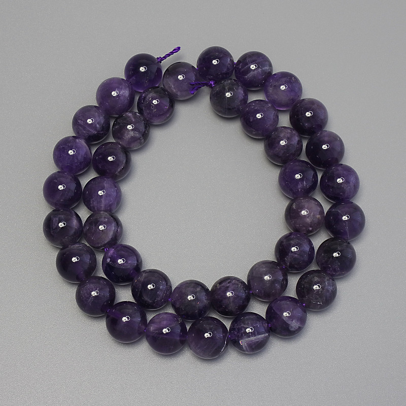 Amethyst Smooth Round Beads, diameter 10mm+- on a strand, length 40cm+