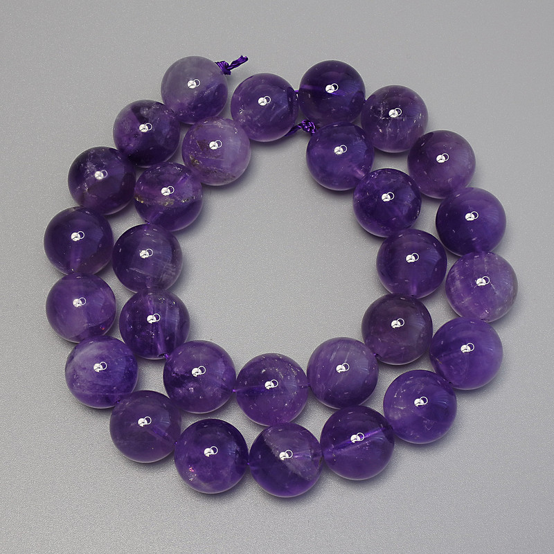 Amethyst Smooth Round Beads, diameter 14mm+- on a strand, length 40cm+