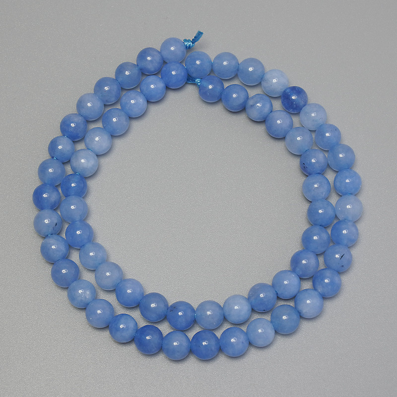 Aquamarine Beads Smooth Round, Diameter 6mm+/- on Thread, Length 38cm+