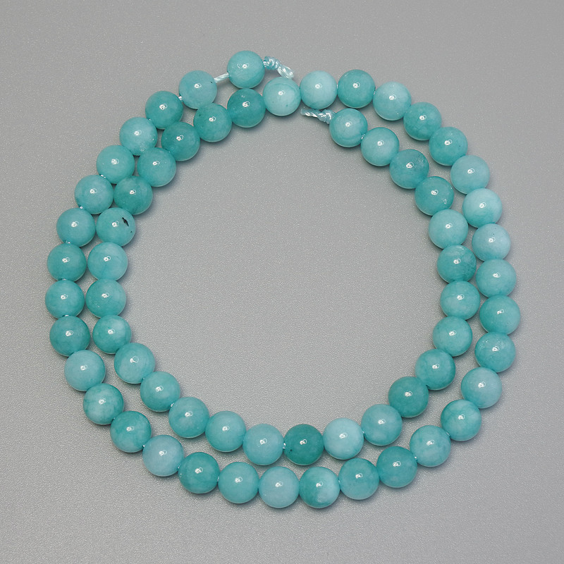 Aquamarine Beads Smooth Round, Diameter 6mm+/- on Thread, Length 39cm+