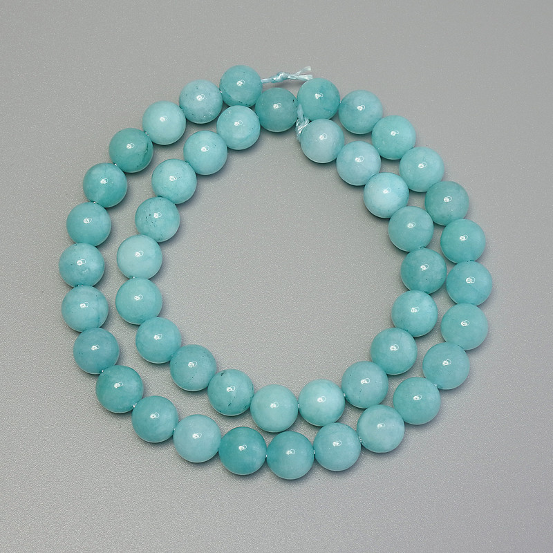 Aquamarine Beads Smooth Round, Diameter 8.5mm+/- on Thread, Length 38cm+