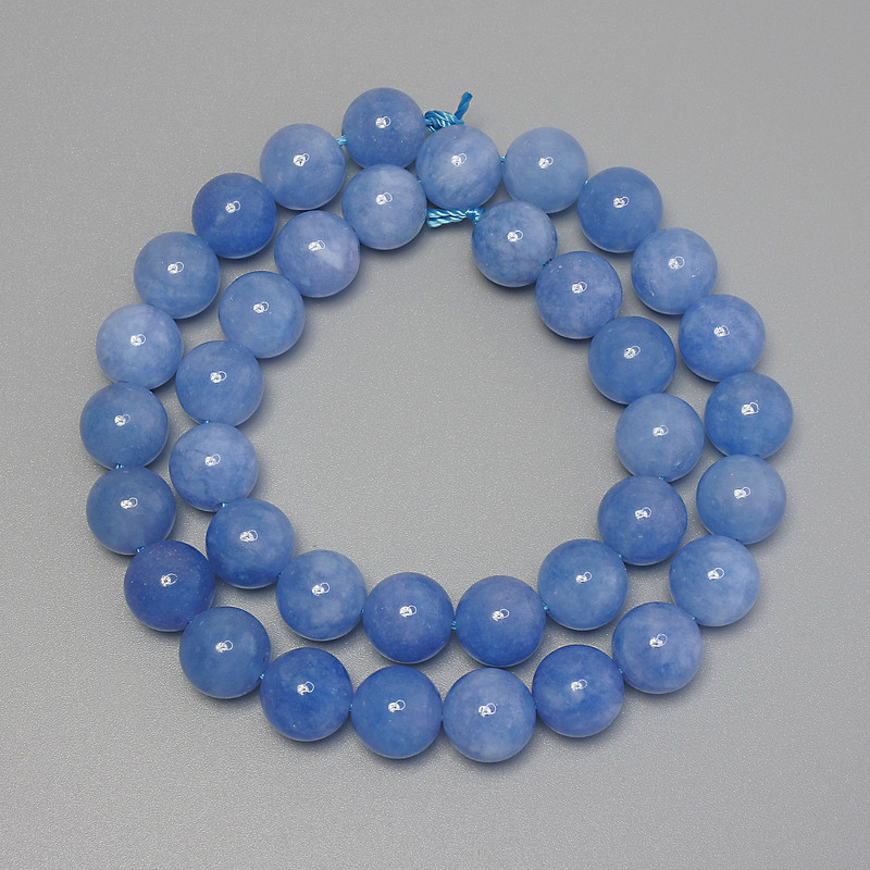 Aquamarine Beads Smooth Round, Diameter 10mm+/- on Thread, Length 38cm+