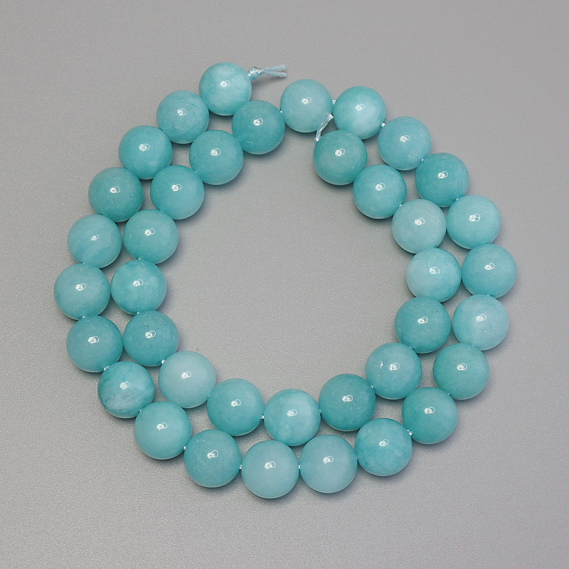 Aquamarine Beads Smooth Round, Diameter 10mm+/- on Thread, Length 38cm+