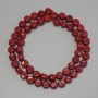 Red Coral Coin Beads, diameter 7mm+-, thickness 5mm+- on thread, length 40cm+