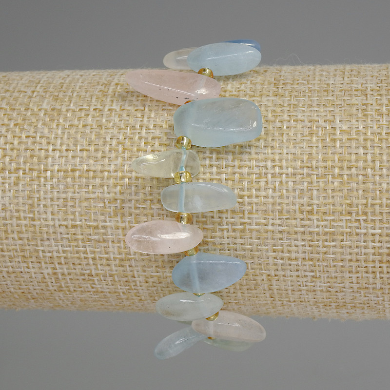 Morganite Bracelet, Tumbled Butterfly 11-15x6-8mm+-, Length 18cm+- Stretch