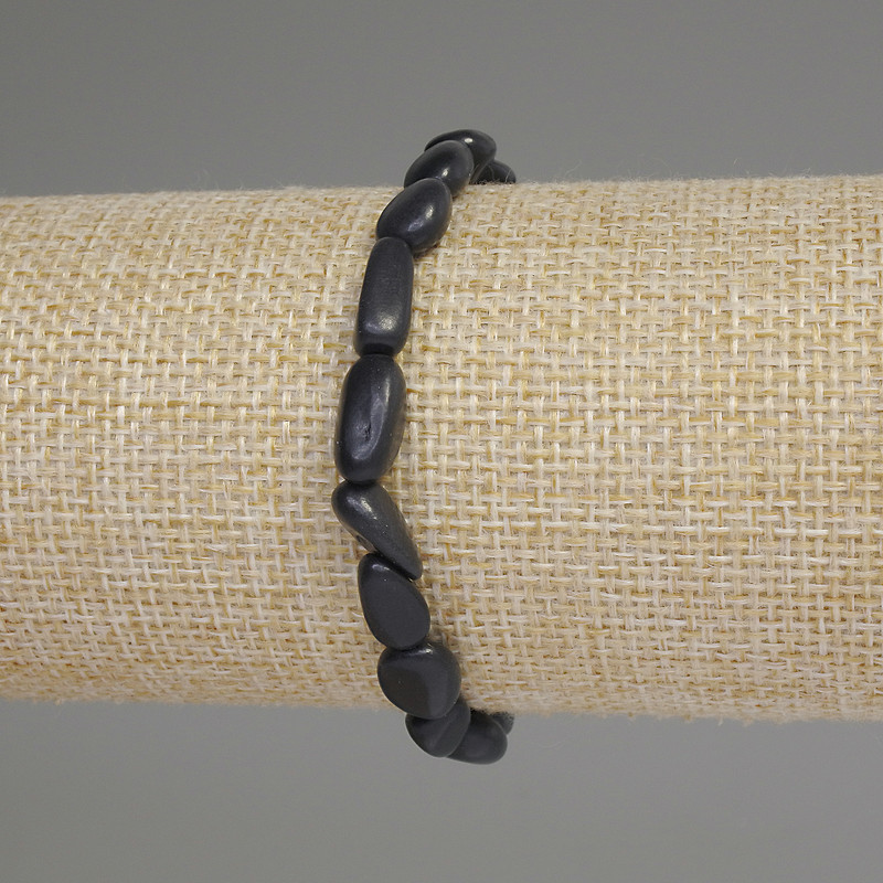 Shungite Tumbled Bracelet, Diameter 8-12x7mm+/-, Length 18cm+/- Stretch