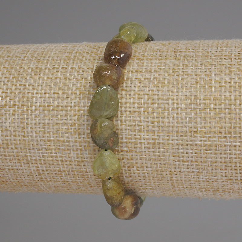 Green Grossular Garnet Tumbled Bracelet, Diameter 9-12x9mm+/-, Length 18cm+/- Stretch