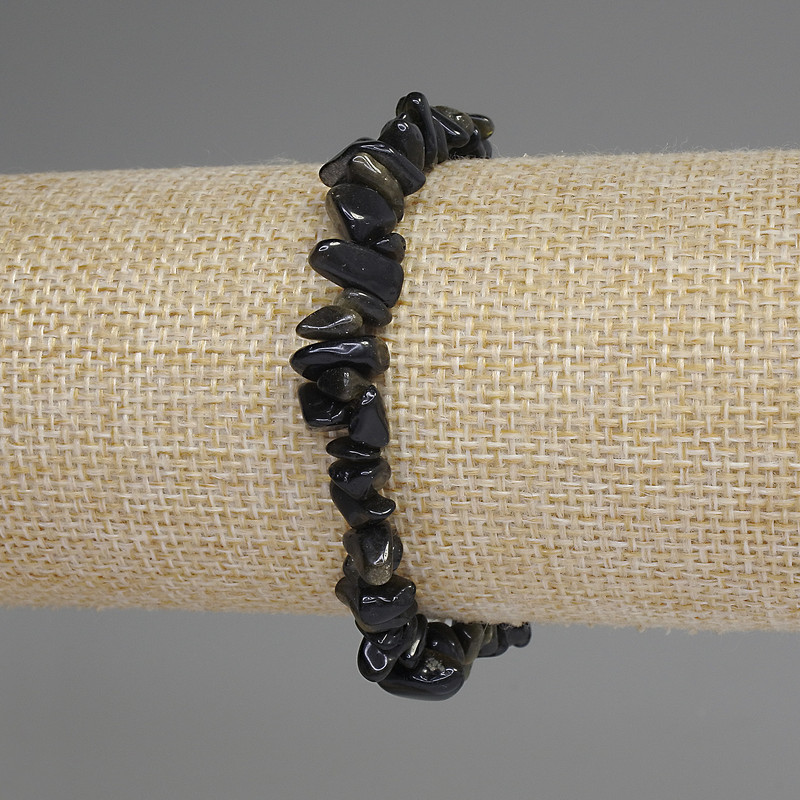 Golden Sheen Obsidian Chip Bracelet, 6-12x4-6mm+/-, length 18cm+/- stretch