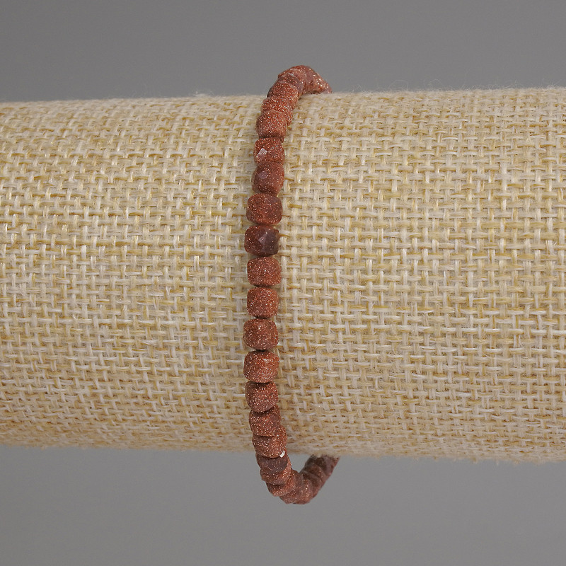 Golden Sand Aventurine Faceted Cube Bracelet, diameter 4mm+/-, length 18cm+/- stretch