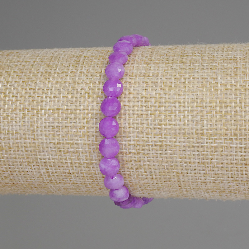 Lavender Amethyst Faceted Coin Bracelet, diameter 6mm+/-, length 18cm+/- stretch