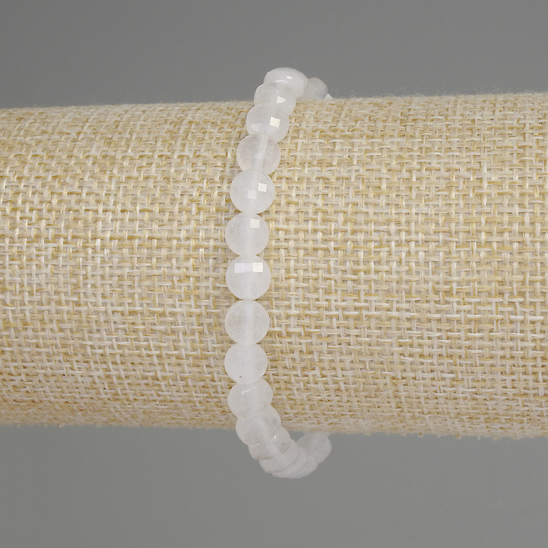 Rock Crystal Bracelet Faceted Coin 6mm+-, length 18cm+- stretch