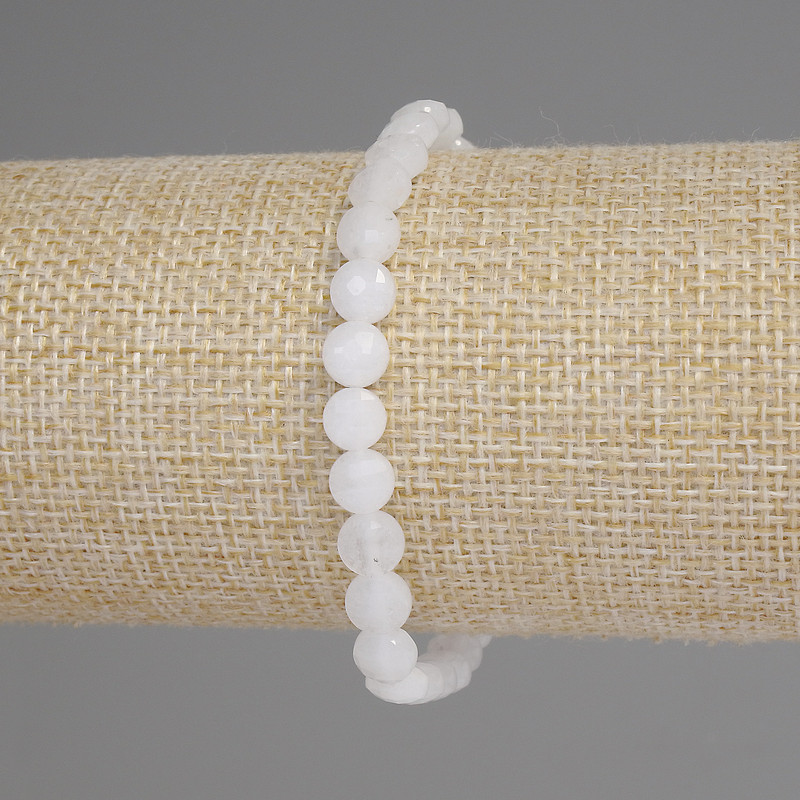 Rock Crystal Bracelet, Faceted Coin 6mm+/-, Length 18cm+/- Stretch