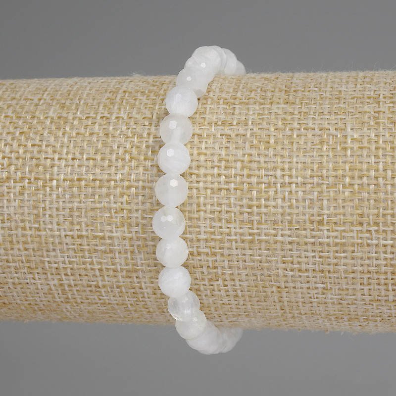 Rock Crystal Bracelet, Faceted Bead 6mm+/-, Length 18cm+/- Stretch