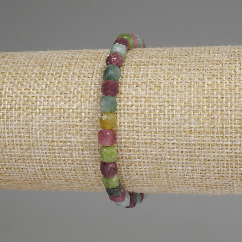 Tourmaline Bracelet, Faceted Cube 5mm+/-, Length 18cm+/- Stretch