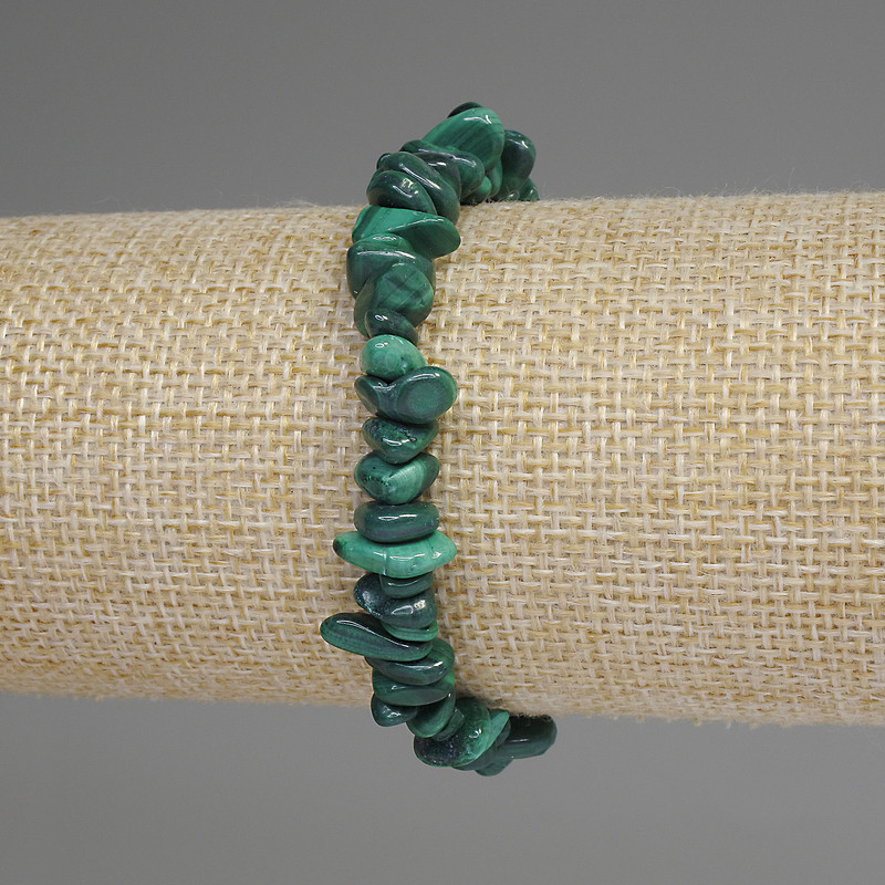 Malachite Chip Bracelet 5-9x3-4mm+/-, Length 18cm+/- Stretch