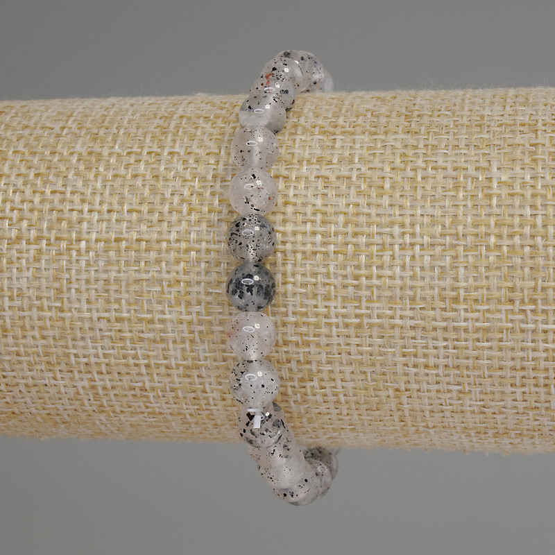 Herkimer Diamond Quartz Bracelet, Smooth Bead 6mm+/-, Length 18cm+/- Stretch