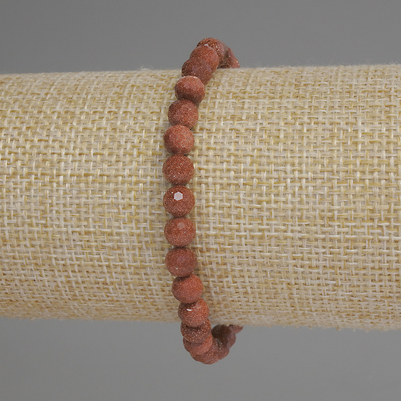 Aventurine 'Golden Sand' Bracelet, Faceted Bead, Diameter 6mm+/-, Length 18cm+/- Stretch