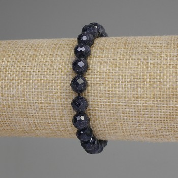 Aventurine 'Cairo Night' Bracelet, Faceted Bead, Diameter 8mm+/-, Length 18cm+/- Stretch