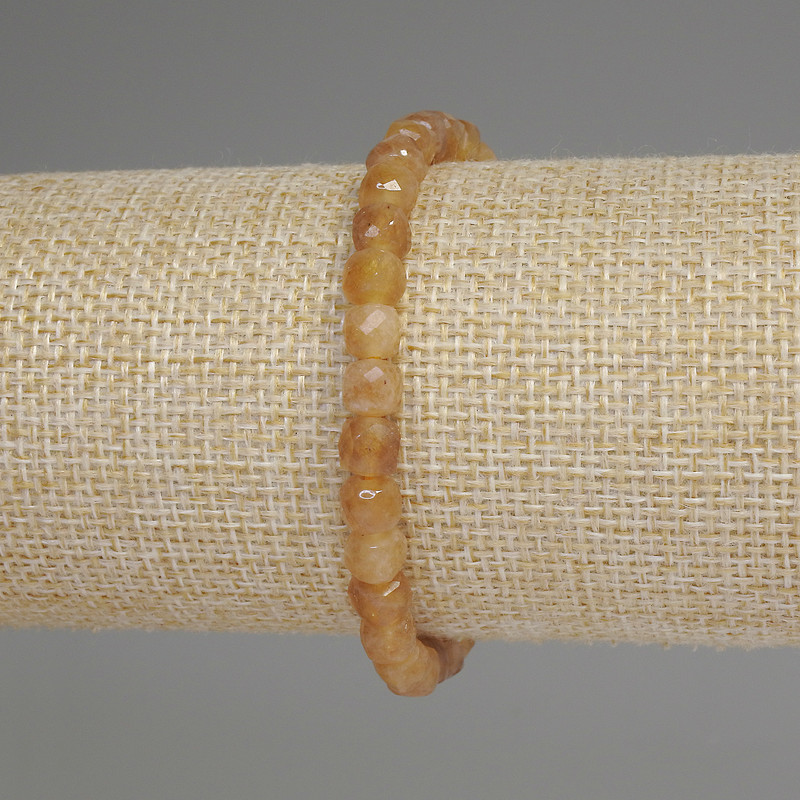 Citrine Bracelet, Faceted Cube, Diameter 5.5mm+/-, Length 18cm+/- Stretch