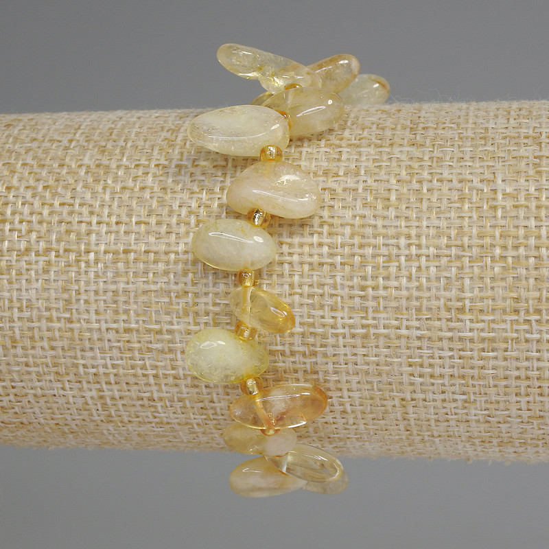 Citrine Bracelet, Tumbled Butterfly, Diameter 10-18x5-7mm+/- Seed Beads 3mm+/-, Length 18cm+/- Stretch