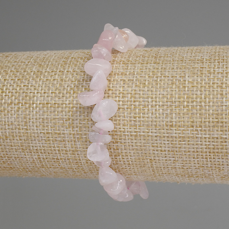 Rose Quartz Chip Bracelet, diameter 6-9x3-5mm+/-, length 18cm+/- stretch