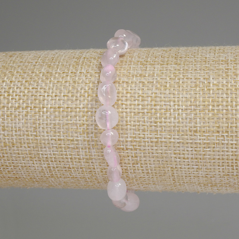 Rose Quartz Tumbled Bracelet, diameter 5-8x6mm+/-, length 18cm+/- stretch