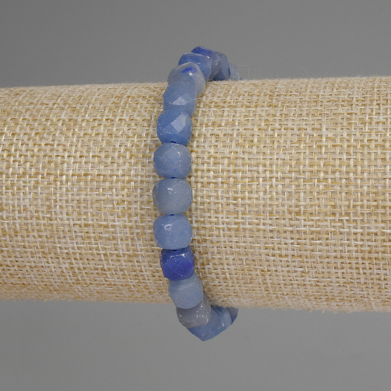 Blue Aventurine Faceted Cube Bracelet, diameter 7mm+-, length 18cm+- stretch