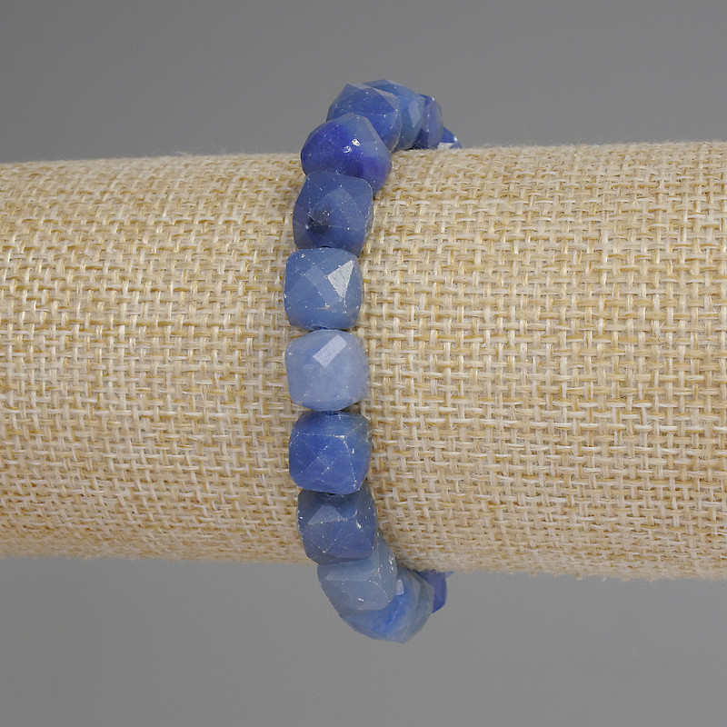 Blue Aventurine Faceted Cube Bracelet, diameter 9mm+-, length 18cm+- stretch