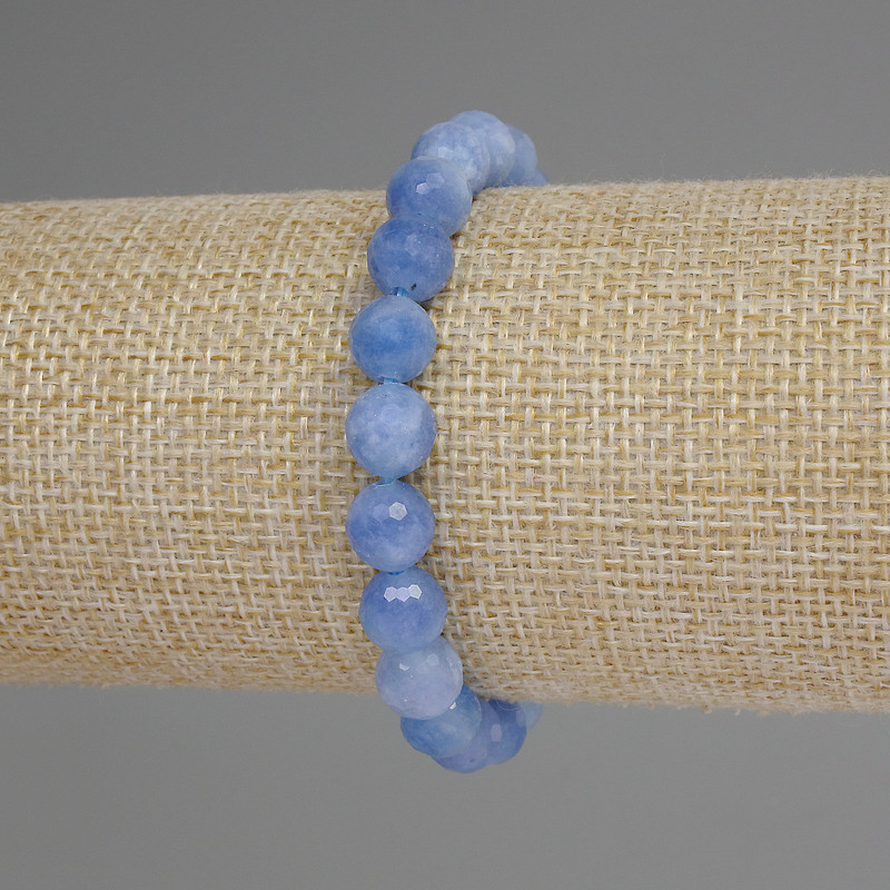 Aquamarine Faceted Ball Bracelet, diameter 8mm+-, length 18cm+- stretch