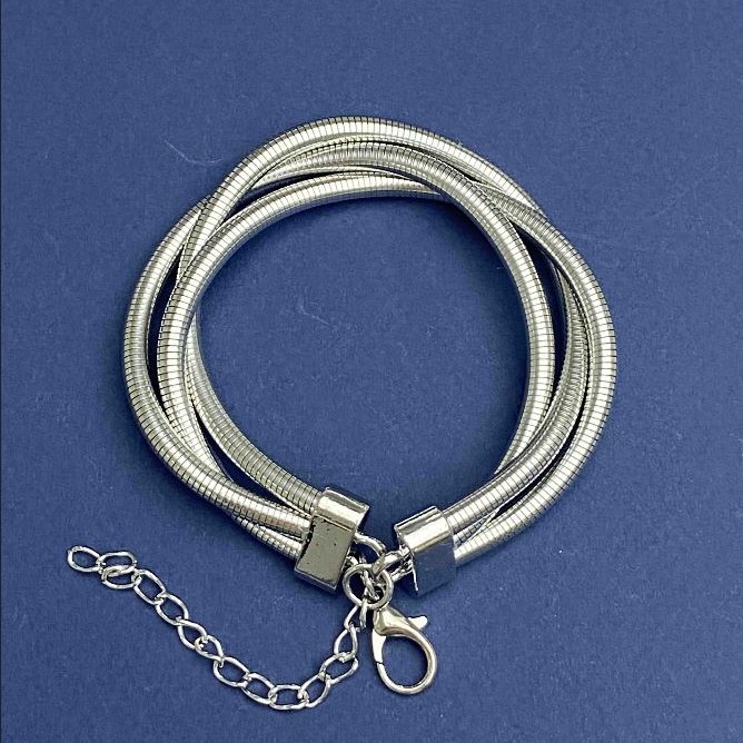 Triple Bracelet Silver-Tone Metal with Extension Chain
