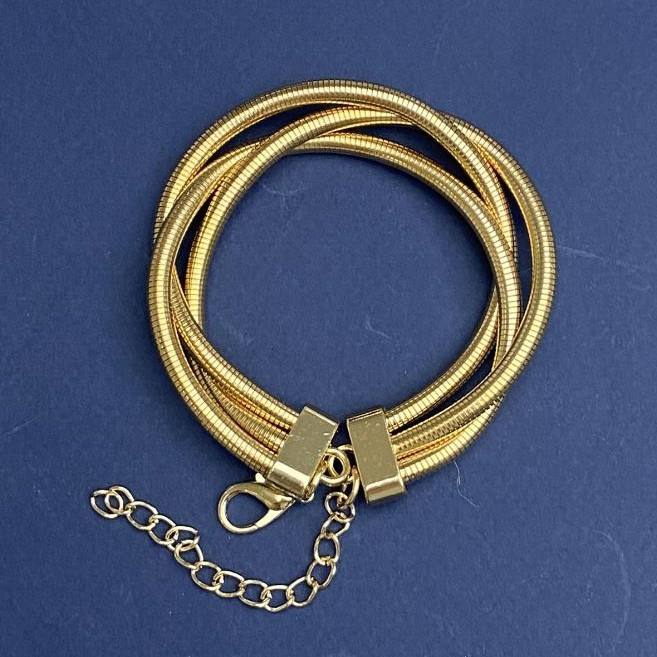 Triple Bracelet Gold-Tone Metal with Extension Chain