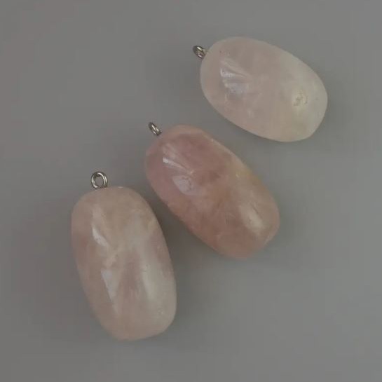 Rose Quartz Pendant Natural Stone, Diameter 35x17mm+