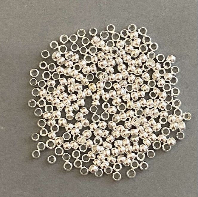 Crimp Beads "Zahipy", diameter 2.5mm, metal colour "silver", 200g pack