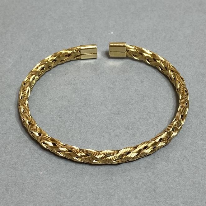 Woven Braid Bracelet Gold-Tone Metal, 68mm+ Diameter